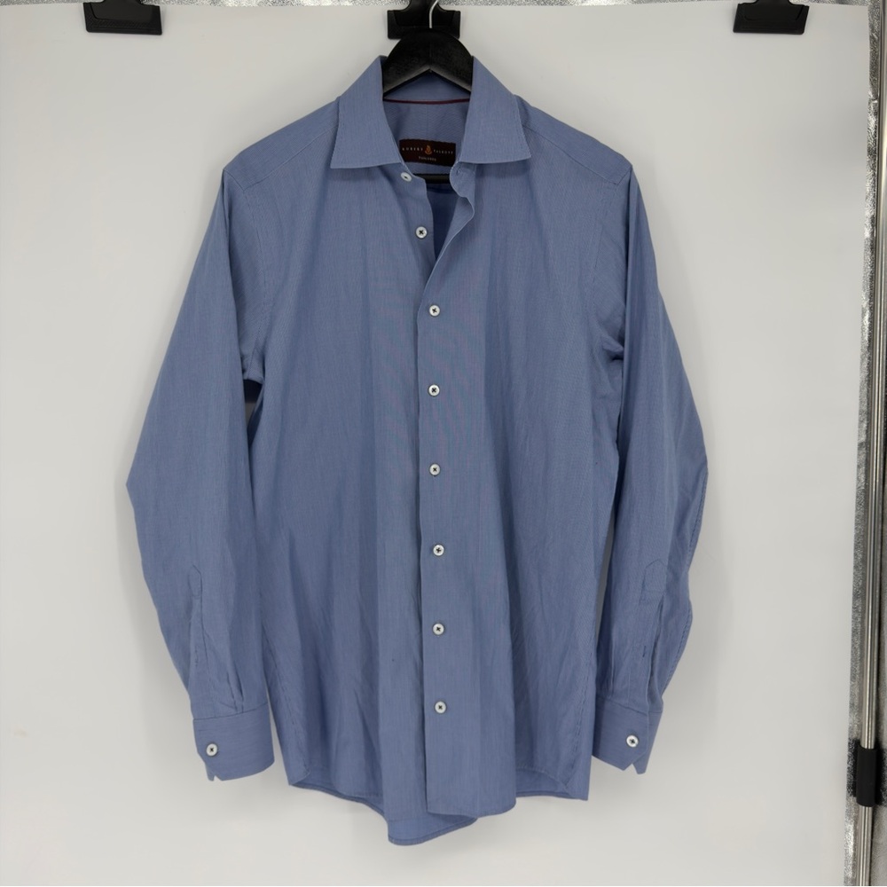 Robert Talbott Blue & White Striped Dress Shirt Sz 15.5